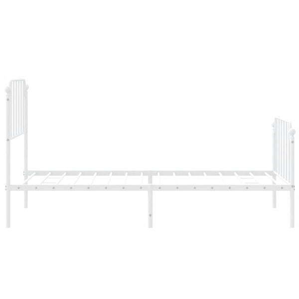 Weißer Metallbettrahmen Siegfried 90x200cm mit Kopfteil und Fußteil