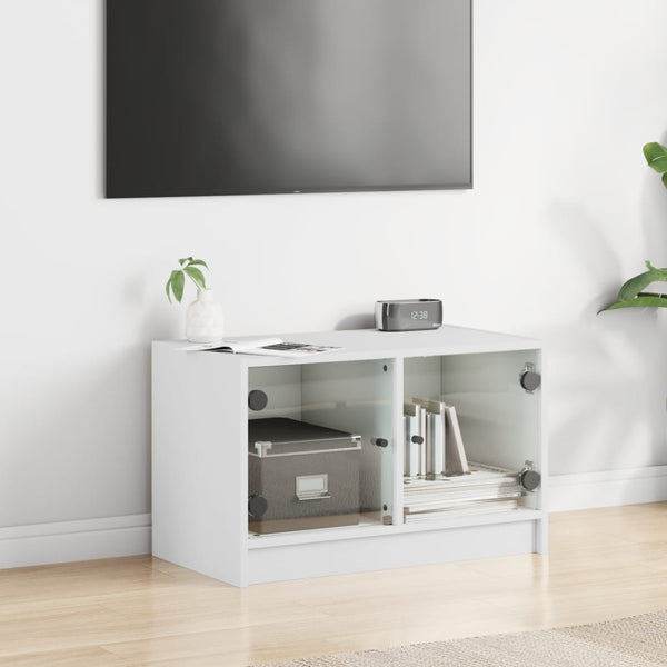 Weißer TV-Unterschrank Porsha 68x37x42cm (mit Glastür)