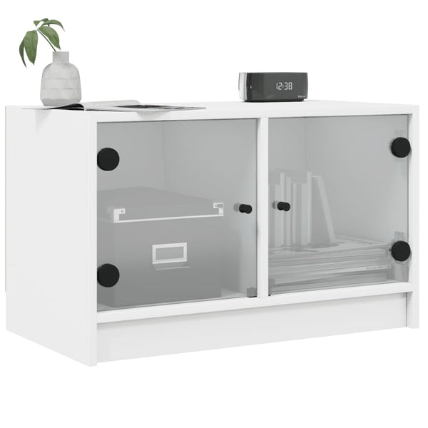 Weißer TV-Unterschrank Porsha 68x37x42cm (mit Glastür)
