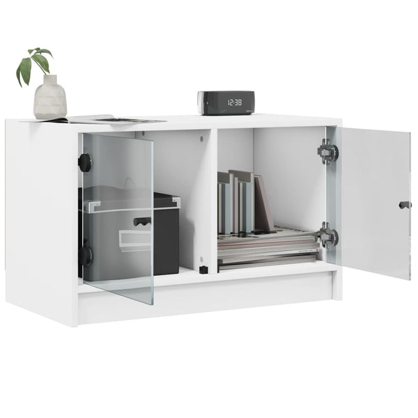 Weißer TV-Unterschrank Porsha 68x37x42cm (mit Glastür)