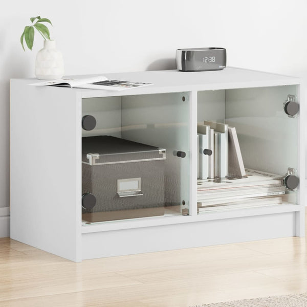Weißer TV-Unterschrank Porsha 68x37x42cm (mit Glastür)