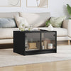Schwarzer Couchtisch mit Glastüren Milintu 68x50x42cm
