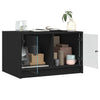 Schwarzer Couchtisch mit Glastüren Milintu 68x50x42cm