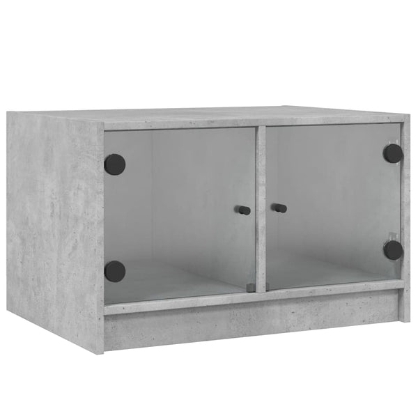 Betongrauer Couchtisch Milintu 68x50x42cm (mit Glastür)