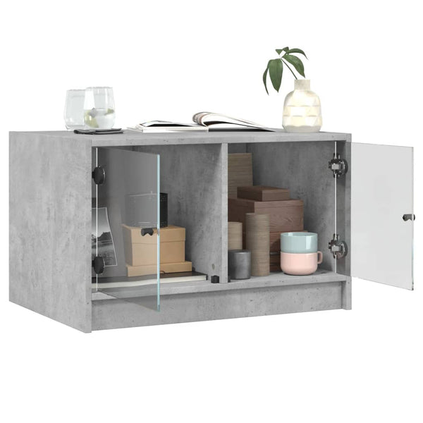 Betongrauer Couchtisch Milintu 68x50x42cm (mit Glastür)