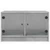 Betongrauer Couchtisch Milintu 68x50x42cm (mit Glastür)
