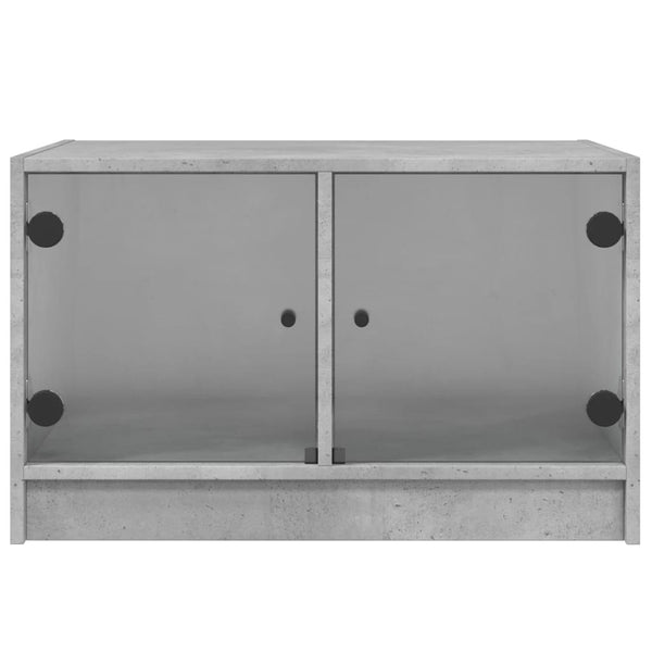 Betongrauer Couchtisch Milintu 68x50x42cm (mit Glastür)