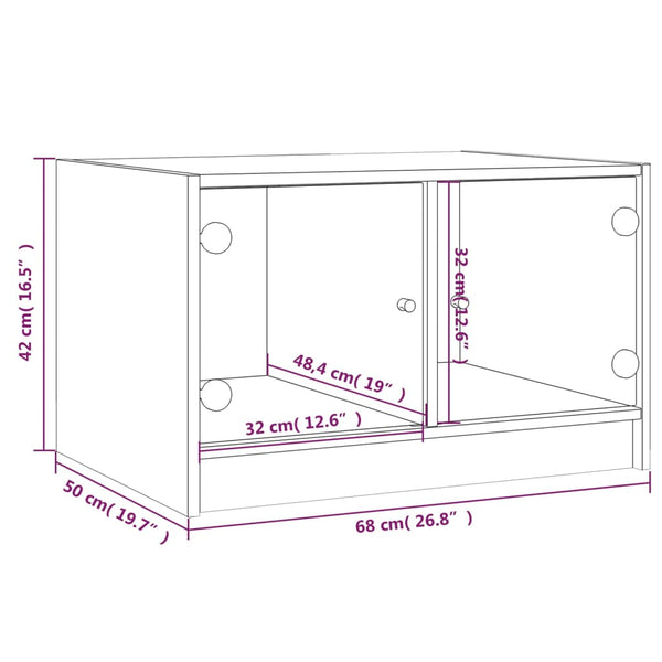 Couchtisch Räuchereiche Milintu 68x50x42cm (mit Glastür)