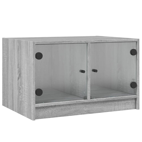 Grauer Couchtisch Milintu 68x50x42cm (mit Glastür Sonoma)