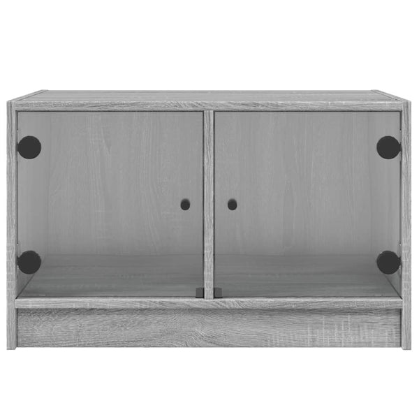 Grauer Couchtisch Milintu 68x50x42cm (mit Glastür Sonoma)