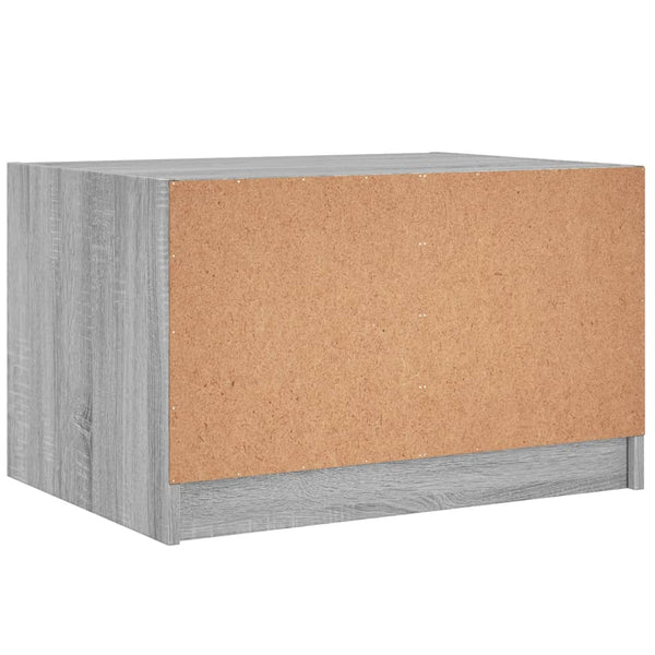 Grauer Couchtisch Milintu 68x50x42cm (mit Glastür Sonoma)