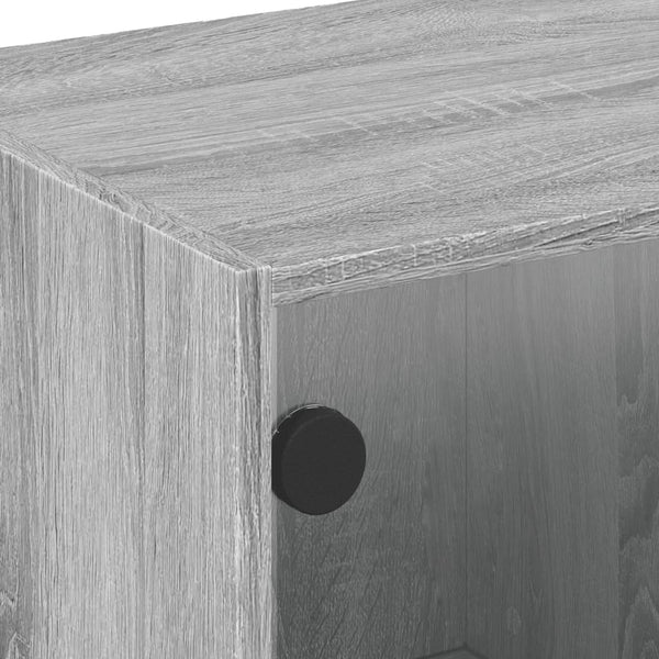 Grauer Couchtisch Milintu 68x50x42cm (mit Glastür Sonoma)
