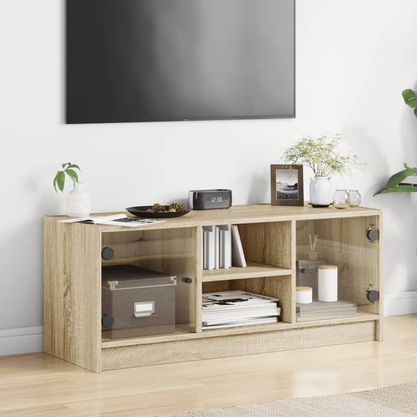 Sonoma-tammi tv-taso Faragau 102x37x42cm (lasiovilla)