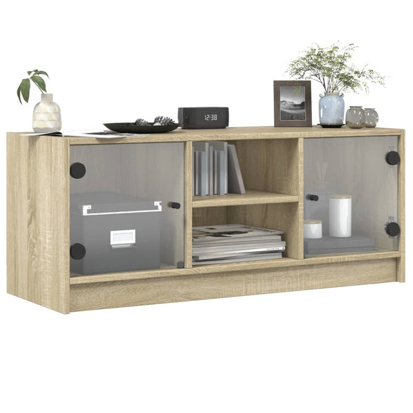 Sonoma-tammi tv-taso Faragau 102x37x42cm (lasiovilla)