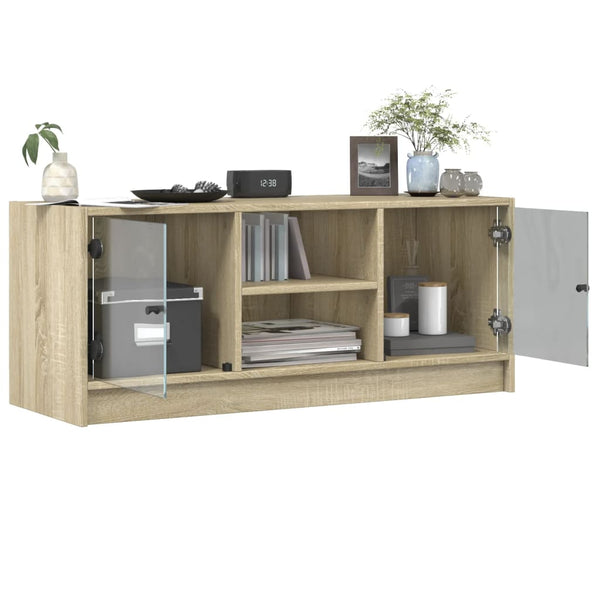 Sonoma-tammi tv-taso Faragau 102x37x42cm (lasiovilla)