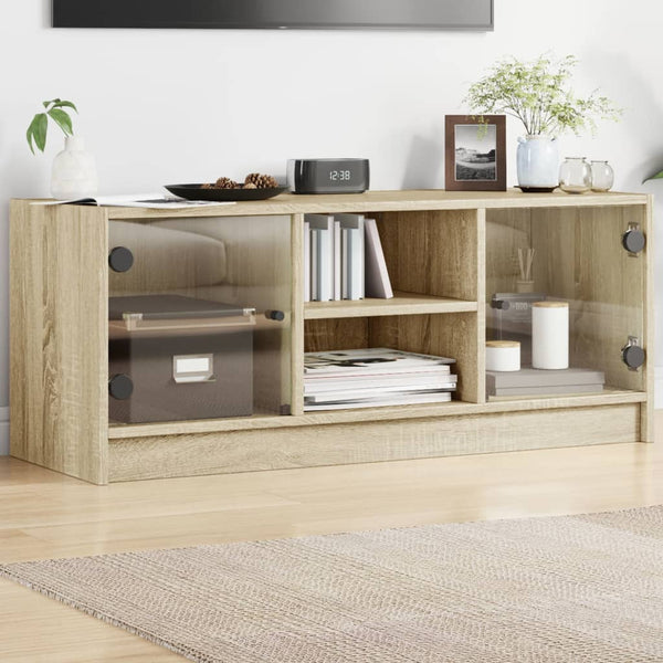 Sonoma-tammi tv-taso Faragau 102x37x42cm (lasiovilla)