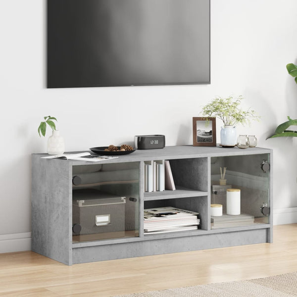 Betoninharmaa tv-taso Faragau 102x37x42cm (lasiovilla)