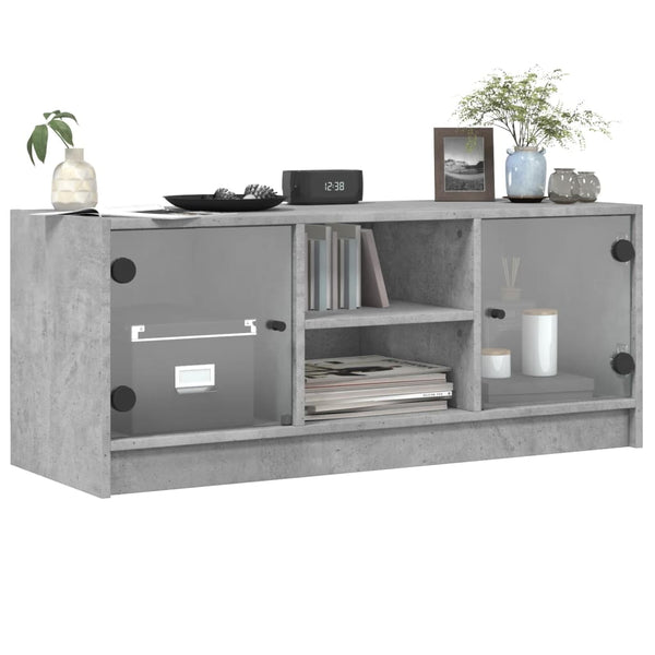 Betoninharmaa tv-taso Faragau 102x37x42cm (lasiovilla)