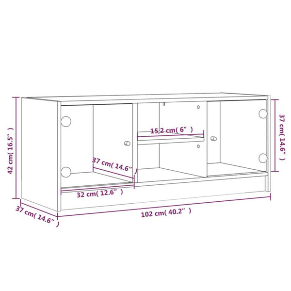 Betoninharmaa tv-taso Faragau 102x37x42cm (lasiovilla)