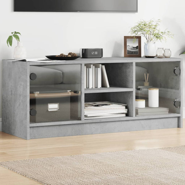 Betoninharmaa tv-taso Faragau 102x37x42cm (lasiovilla)