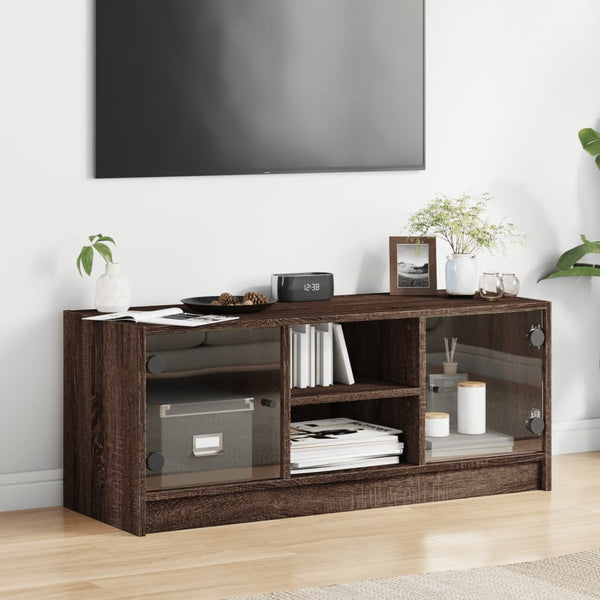 Ruskea tv-taso Faragau 102x37x42cm (lasiovilla tammi)