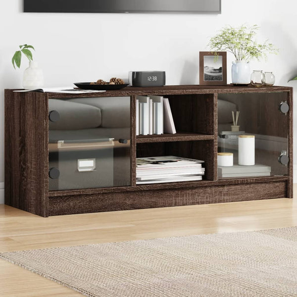 Ruskea tv-taso Faragau 102x37x42cm (lasiovilla tammi)