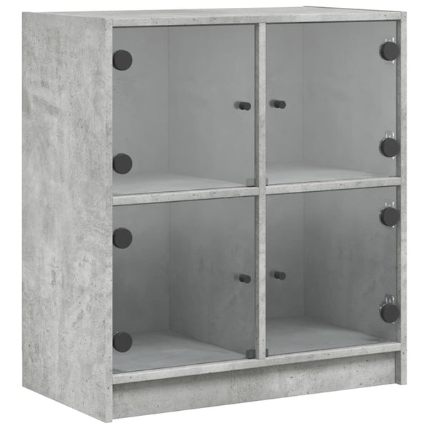 Betongrauer Beistellschrank Bobo 68x37x75,5cm (mit Glastür)