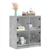 Betongrauer Beistellschrank Bobo 68x37x75,5cm (mit Glastür)