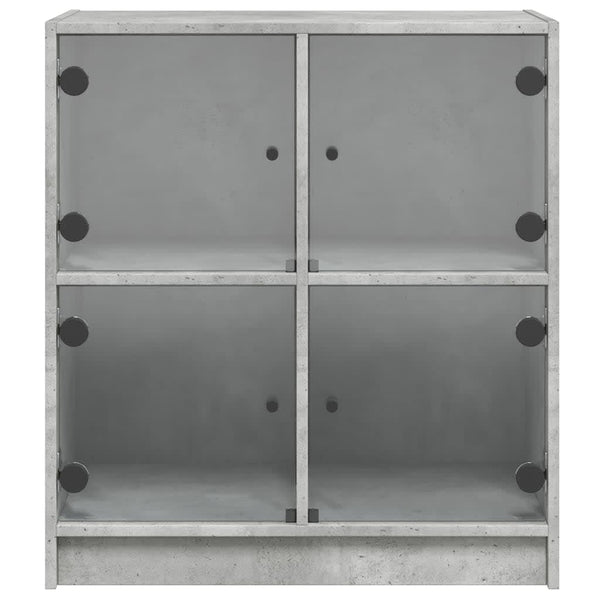 Betongrauer Beistellschrank Bobo 68x37x75,5cm (mit Glastür)