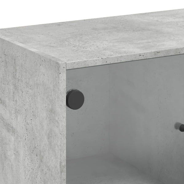 Betongrauer Beistellschrank Bobo 68x37x75,5cm (mit Glastür)