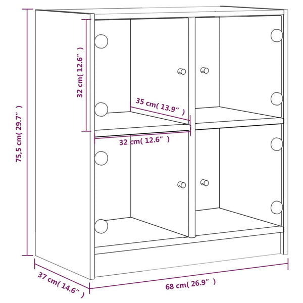 Betongrauer Beistellschrank Bobo 68x37x75,5cm (mit Glastür)
