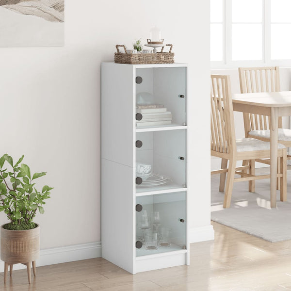 Weißer Schrank mit Glastüren Niculitei 35x37x109cm