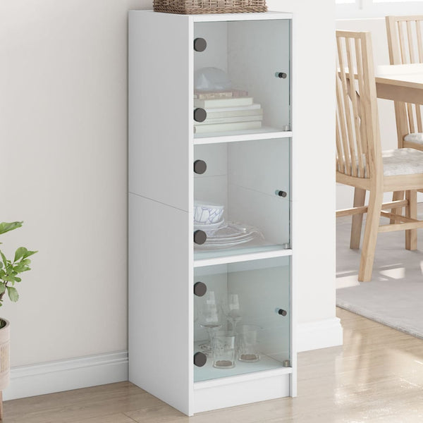 Weißer Schrank mit Glastüren Niculitei 35x37x109cm