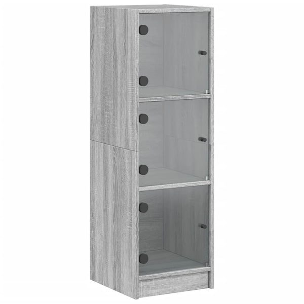 Grauer Schrank mit Glastüren Niculitei 35x37x109cm