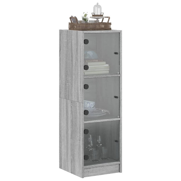 Grauer Schrank mit Glastüren Niculitei 35x37x109cm