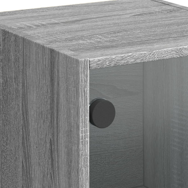Grauer Schrank mit Glastüren Niculitei 35x37x109cm
