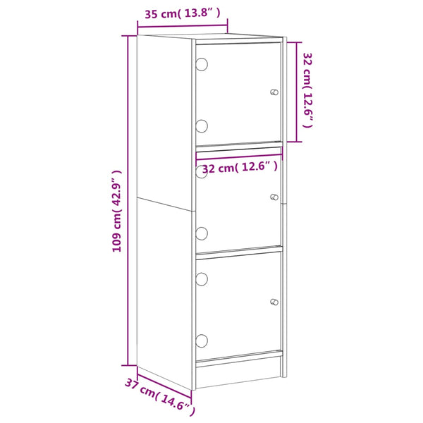 Grauer Schrank mit Glastüren Niculitei 35x37x109cm