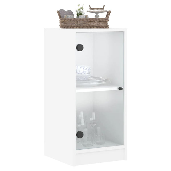 Weißer Beistellschrank Arminda 35x37x75,5cm (mit Glastüren)