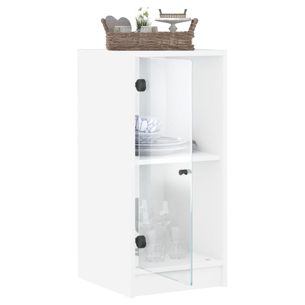 Weißer Beistellschrank Arminda 35x37x75,5cm (mit Glastüren)