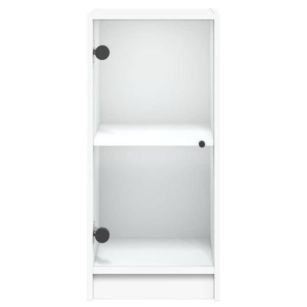 Weißer Beistellschrank Arminda 35x37x75,5cm (mit Glastüren)