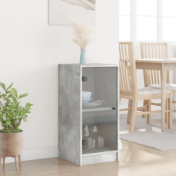 Betongrauer Beistellschrank Arminda 35x37x75,5cm (mit Glastür)