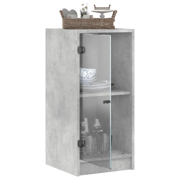 Betongrauer Beistellschrank Arminda 35x37x75,5cm (mit Glastür)