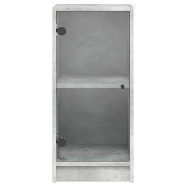 Betongrauer Beistellschrank Arminda 35x37x75,5cm (mit Glastür)