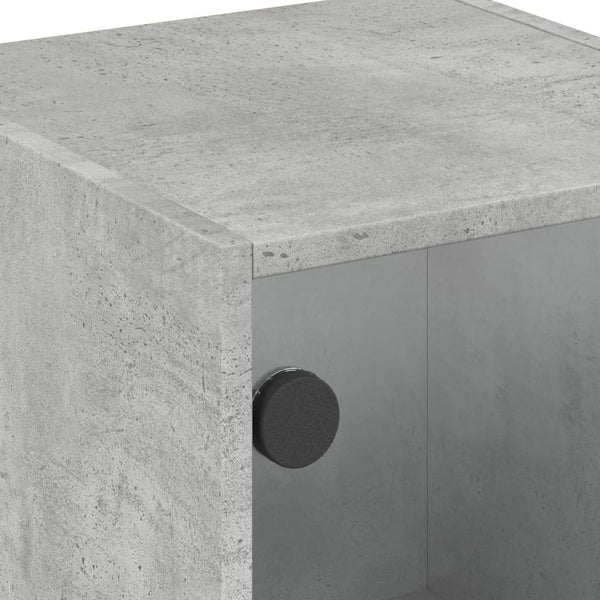 Betongrauer Beistellschrank Arminda 35x37x75,5cm (mit Glastür)