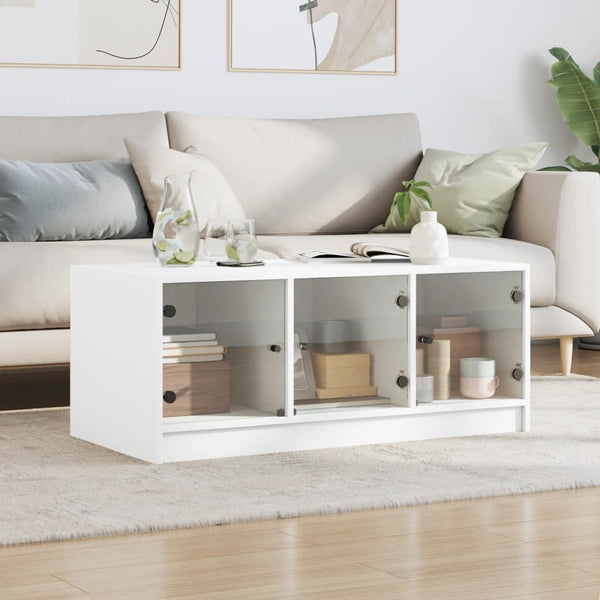 Valkoinen sohvapöytä Lura 102x50x42cm (lasiovilla)