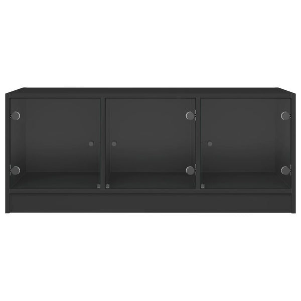 Schwarzer Couchtisch mit Glastüren Lura 102x50x42cm