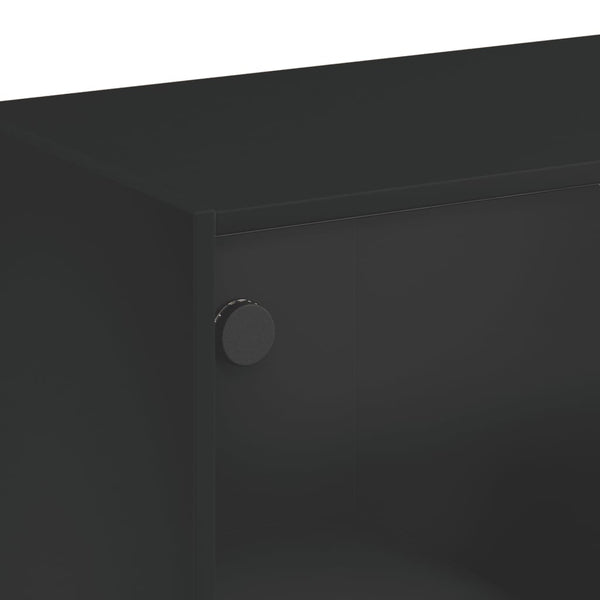 Schwarzer Couchtisch mit Glastüren Lura 102x50x42cm