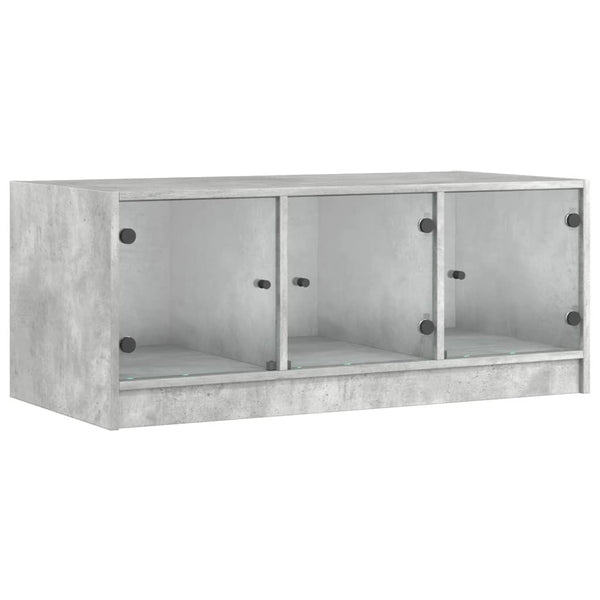 Betongrauer Couchtisch Lura 102x50x42cm (mit Glastür)