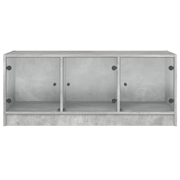 Betongrauer Couchtisch Lura 102x50x42cm (mit Glastür)