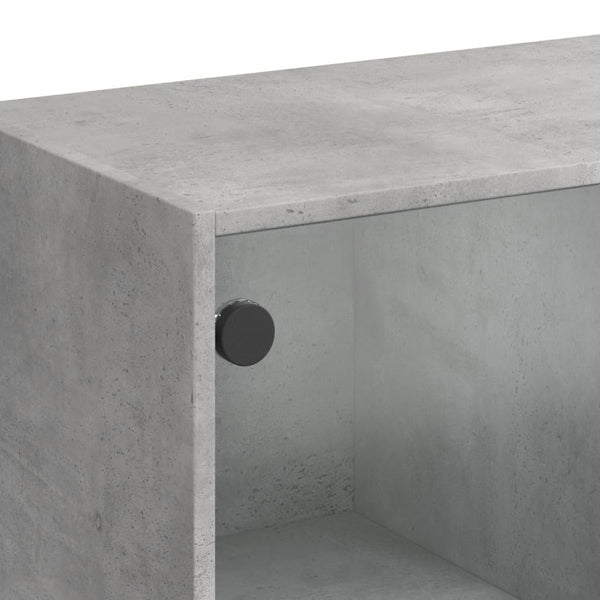 Betongrauer Couchtisch Lura 102x50x42cm (mit Glastür)